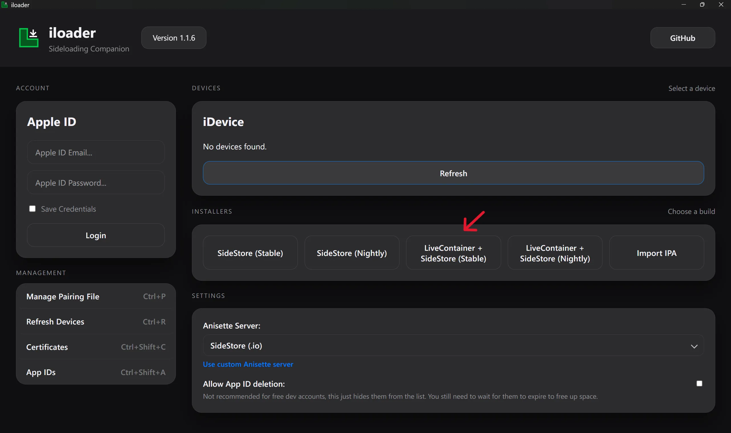 安装 LiveContainer 和 SideStore